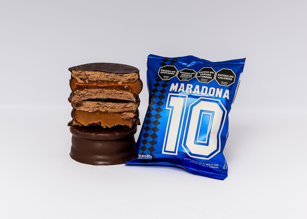 ALFAJOR MARADONA 10 DDL CHOCO NEGRO X 60 GRS