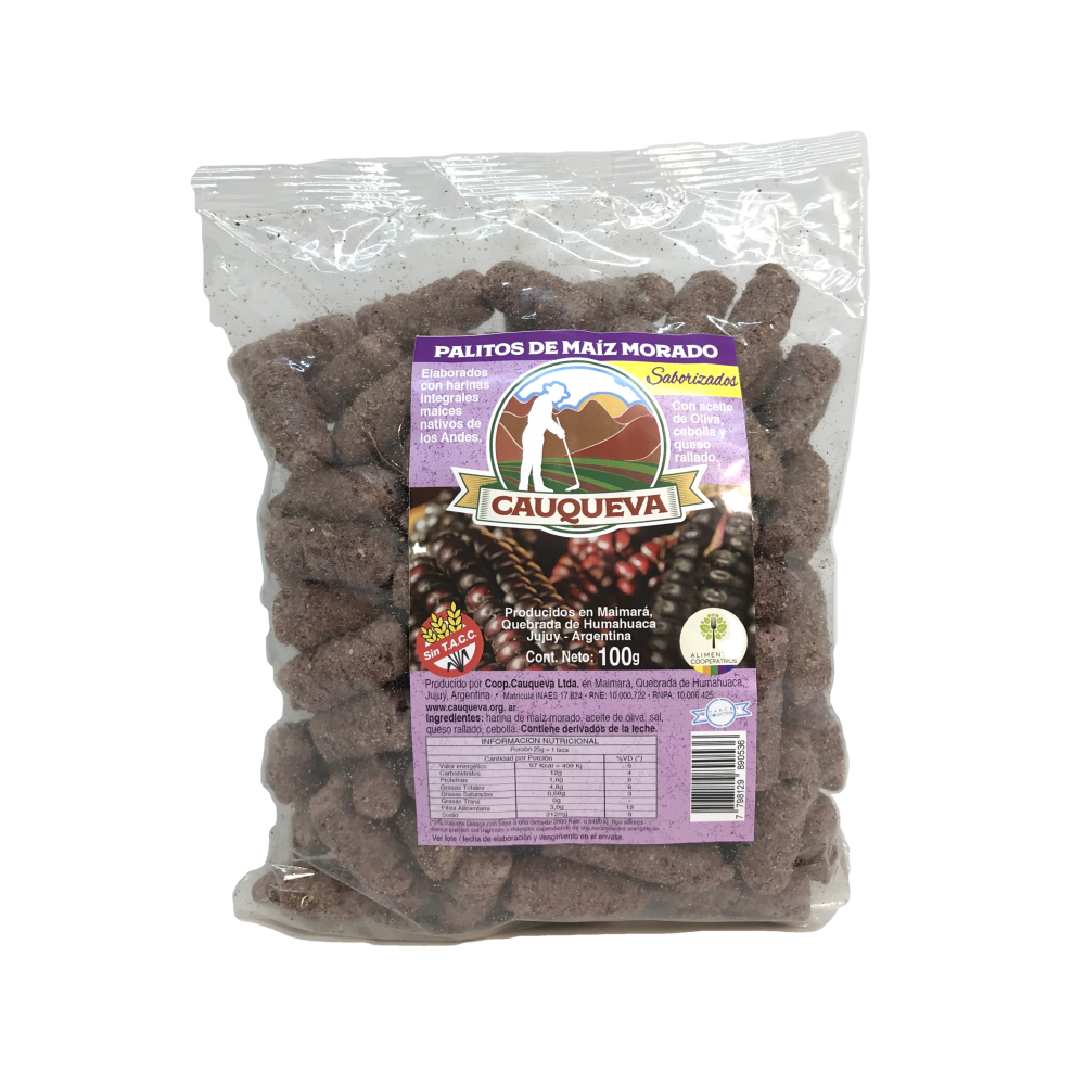 CHIZITOS HARINA MAIZ MORADO CAUQUEVA X 100 GRS