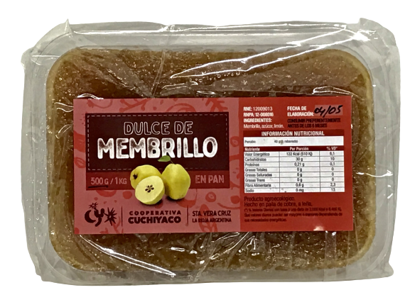 DULCE MEMBRILLO EN BARRA CUCHIYACO X 500 GRS