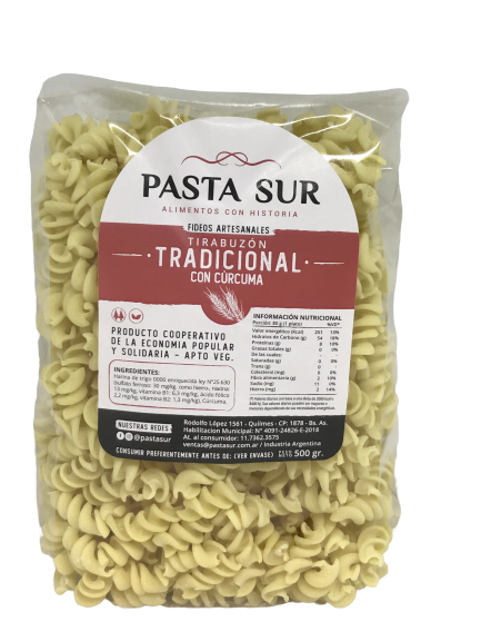 ​​​​FIDEOS AGROECOLÓGICOS TIRABUZON TRADICIONAL PASTA SUR X 500 GRS