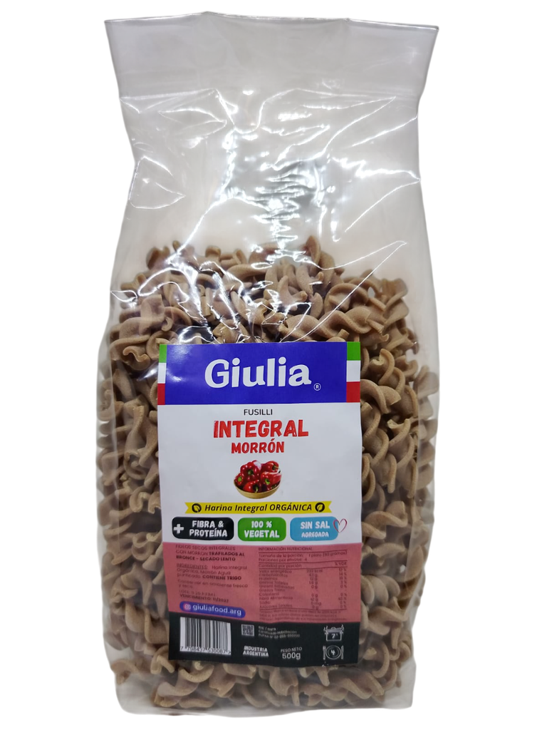 FIDEOS FUSILLI INTEGRAL MORRON GIULIA X 500 GRS